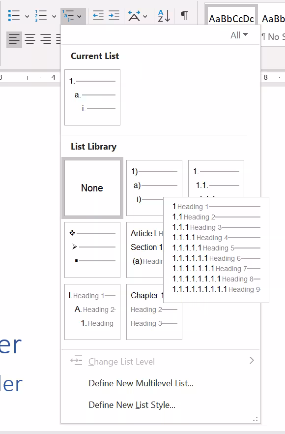 multilevel lists