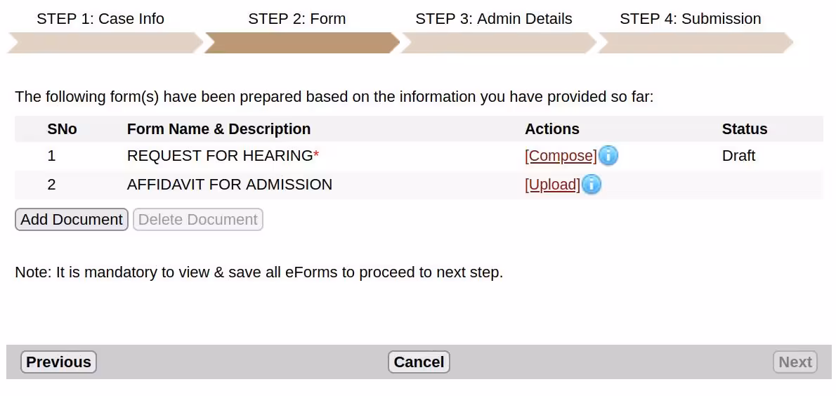 screenshot of document view in eLitigation